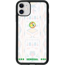Coque iPhone 11 - Silicone rigide noir Maillot de football Sénégal 2026 personnalisable
