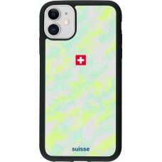 Coque iPhone 11 - Silicone rigide noir Maillot de football Suisse Away 2026 personnalisable