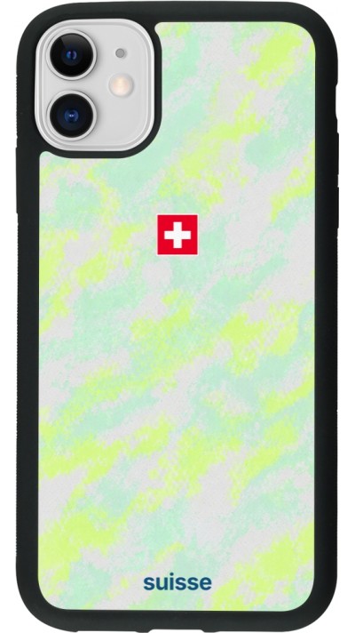 Coque iPhone 11 - Silicone rigide noir Maillot de football Suisse Away 2026 personnalisable