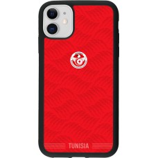 Coque iPhone 11 - Silicone rigide noir Maillot de football Tunisie 2026 personnalisable