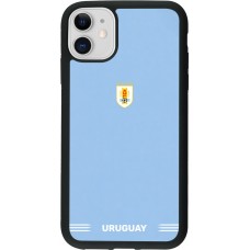 Coque iPhone 11 - Silicone rigide noir Maillot de football Uruguay 2026 personnalisable