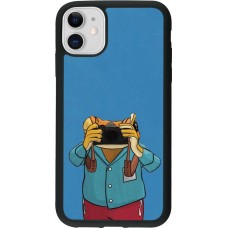 Coque iPhone 11 - Silicone rigide noir Frog with camera DTMF