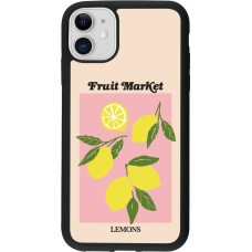 Coque iPhone 11 - Silicone rigide noir Fruit market lemons 2026