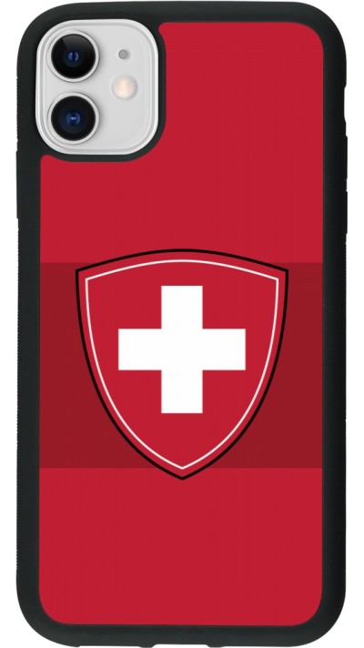 Coque iPhone 11 - Silicone rigide noir Hockey World Championship Ecusson Suisse