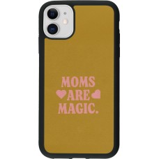 Coque iPhone 11 - Silicone rigide noir Mom 2026 Are Magic