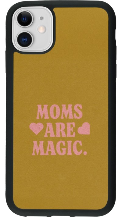 Coque iPhone 11 - Silicone rigide noir Mom 2026 Are Magic