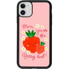 Coque iPhone 11 - Silicone rigide noir Mom 2026 Berry best