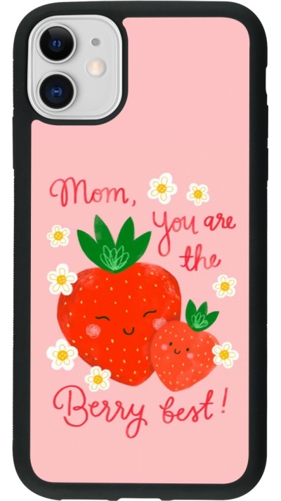 Coque iPhone 11 - Silicone rigide noir Mom 2026 Berry best