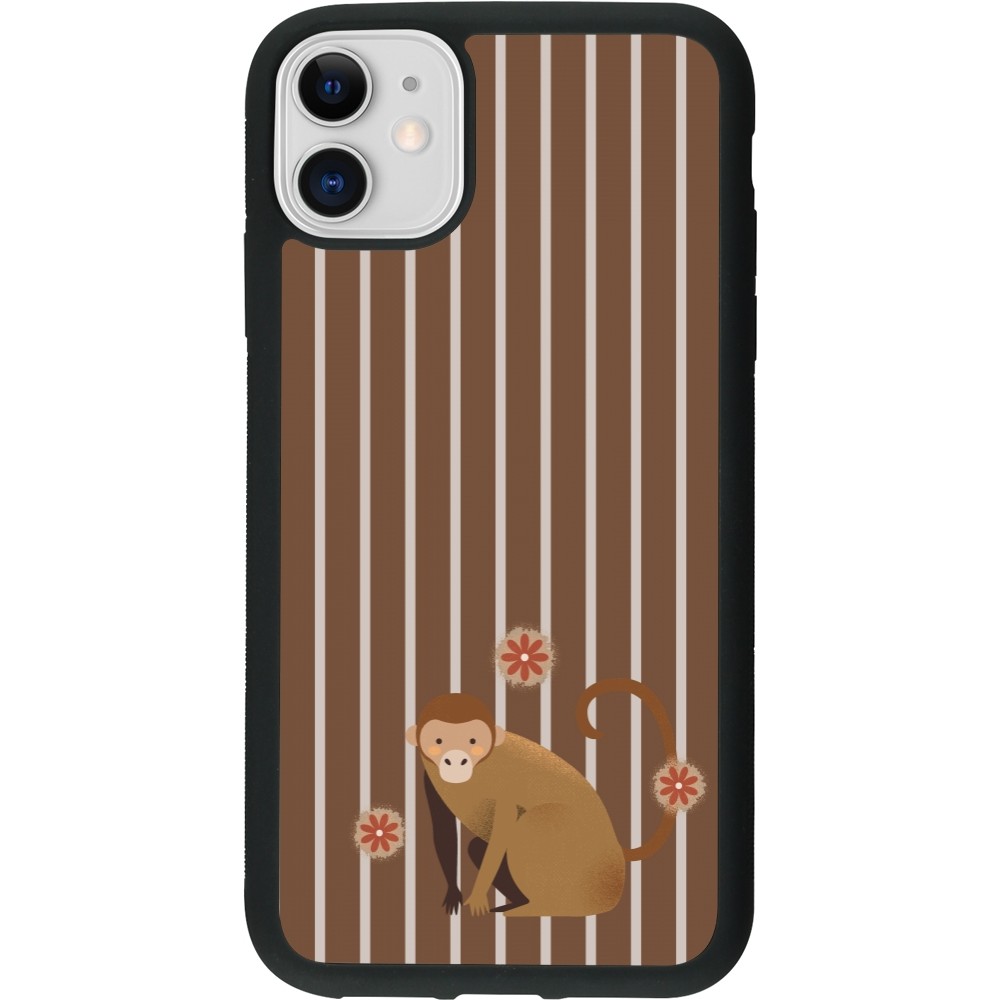 iPhone 11 Case Hülle - Silikon schwarz Monkey with stripes