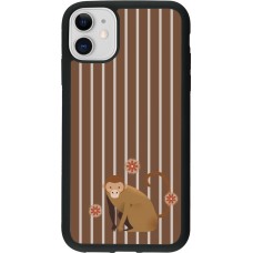 iPhone 11 Case Hülle - Silikon schwarz Monkey with stripes