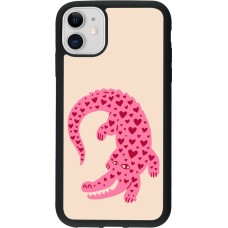 Coque iPhone 11 - Silicone rigide noir Pink crocodile 2026