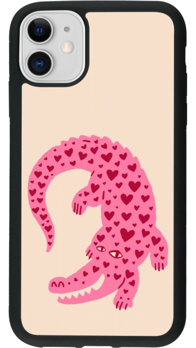 Coque iPhone 11 - Silicone rigide noir Pink crocodile 2026
