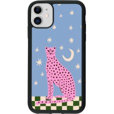 Coque iPhone 11 - Silicone rigide noir Pink leopard with stars 2026