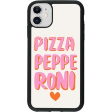 Coque iPhone 11 - Silicone rigide noir Pizza pepperoni 2026