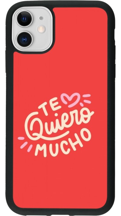 Coque iPhone 11 - Silicone rigide noir Saint Valentines Day 26 Te quiero mucho