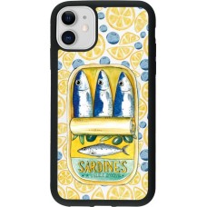 Coque iPhone 11 - Silicone rigide noir Sardines in oil 2026