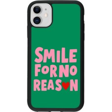 Coque iPhone 11 - Silicone rigide noir Smile for no reason 2026
