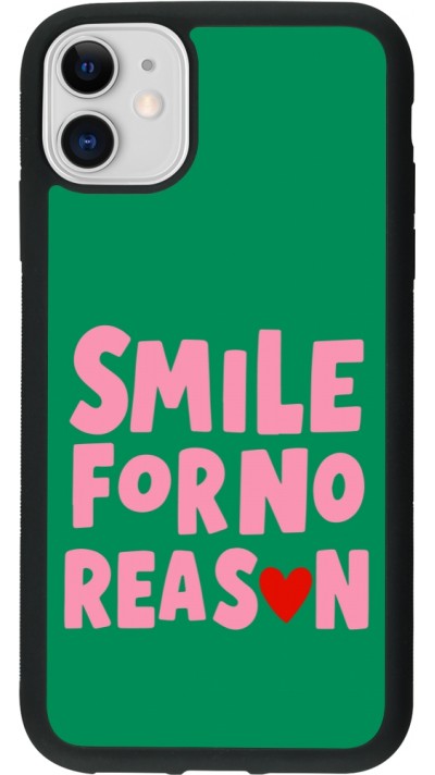Coque iPhone 11 - Silicone rigide noir Smile for no reason 2026