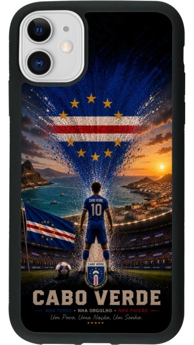 Coque iPhone 11 - Silicone rigide noir Football Cap-Vert splash 2026