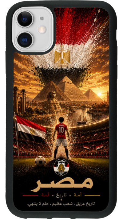 Coque iPhone 11 - Silicone rigide noir Football Égypte splash 2026
