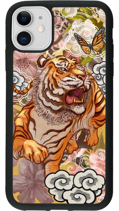 Coque iPhone 11 - Silicone rigide noir Spring 23 japanese tiger