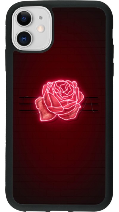 Coque iPhone 11 - Silicone rigide noir Spring 23 neon rose