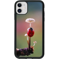 Coque iPhone 11 - Silicone rigide noir Ladybird on a mushroom Spring 2026