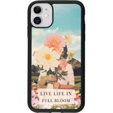 Coque iPhone 11 - Silicone rigide noir Live life in full moon Spring 2026