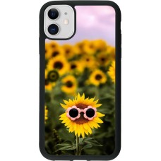Coque iPhone 11 - Silicone rigide noir Sunflower with glasses Spring 2026