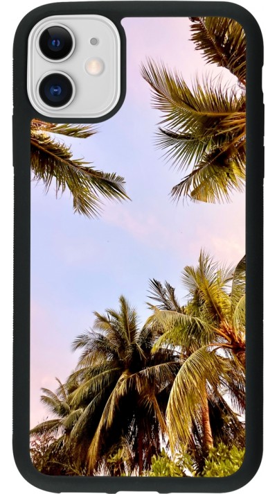 Coque iPhone 11 - Silicone rigide noir Summer 2023 palm tree vibe