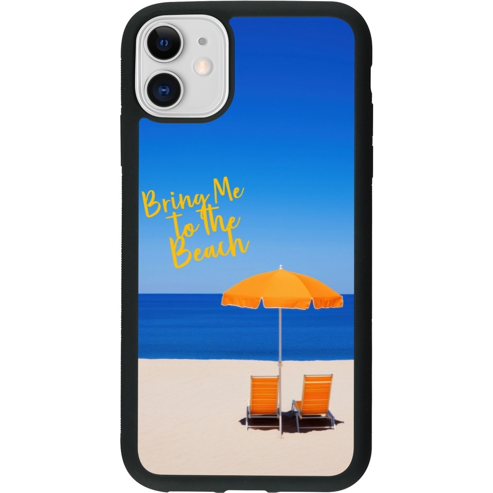 Coque iPhone 11 - Silicone rigide noir Summer 2025 Bring me to the beach