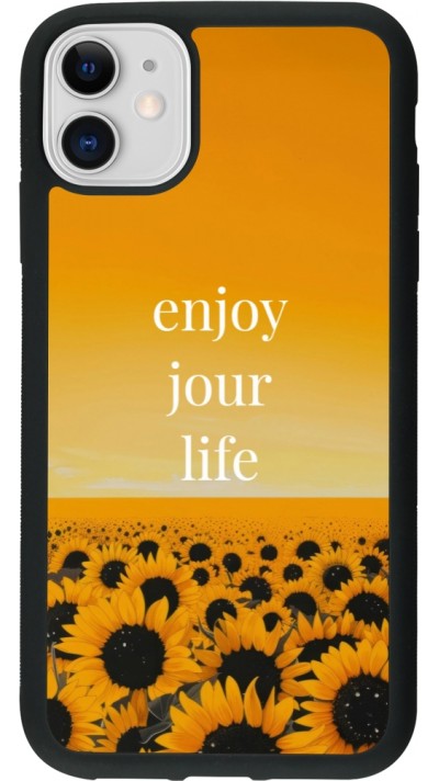 Coque iPhone 11 - Silicone rigide noir Summer 2025 Enjoy your life