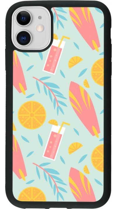 Coque iPhone 11 - Silicone rigide noir Summer 2025 Pattern citron