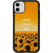 Coque iPhone 11 - Silicone rigide noir Summer 2026 Enjoy your life