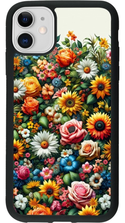 Coque iPhone 11 - Silicone rigide noir Summer Floral Pattern
