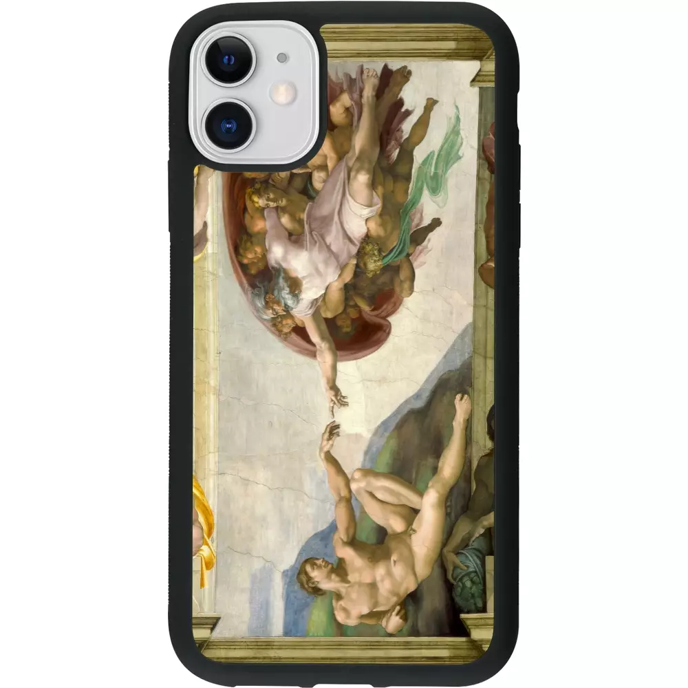 iPhone 11 Case Hülle - Silikon schwarz Kunstbild - Die Erschaffung Adams - Michelangelo