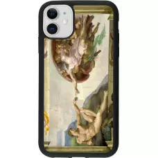 iPhone 11 Case Hülle - Silikon schwarz Kunstbild - Die Erschaffung Adams - Michelangelo