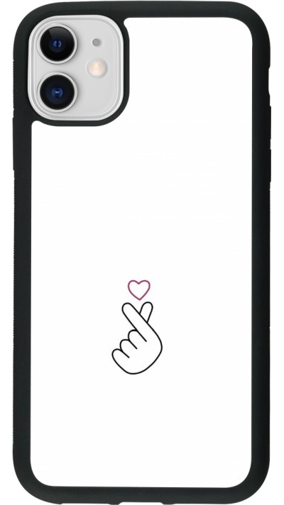 Coque iPhone 11 - Silicone rigide noir Valentine 2024 heart by Millennials