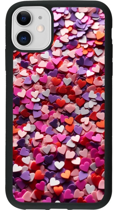 Coque iPhone 11 - Silicone rigide noir Valentine 2025 Confetti