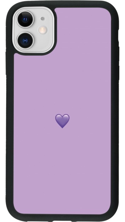 Coque iPhone 11 - Silicone rigide noir Valentine 2023 purpule single heart