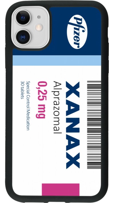 Coque iPhone 11 - Silicone rigide noir Xanax Alprazolam 2025