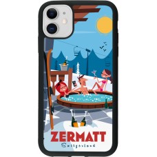 Coque iPhone 11 - Silicone rigide noir Zermatt Mountain Jacuzzi