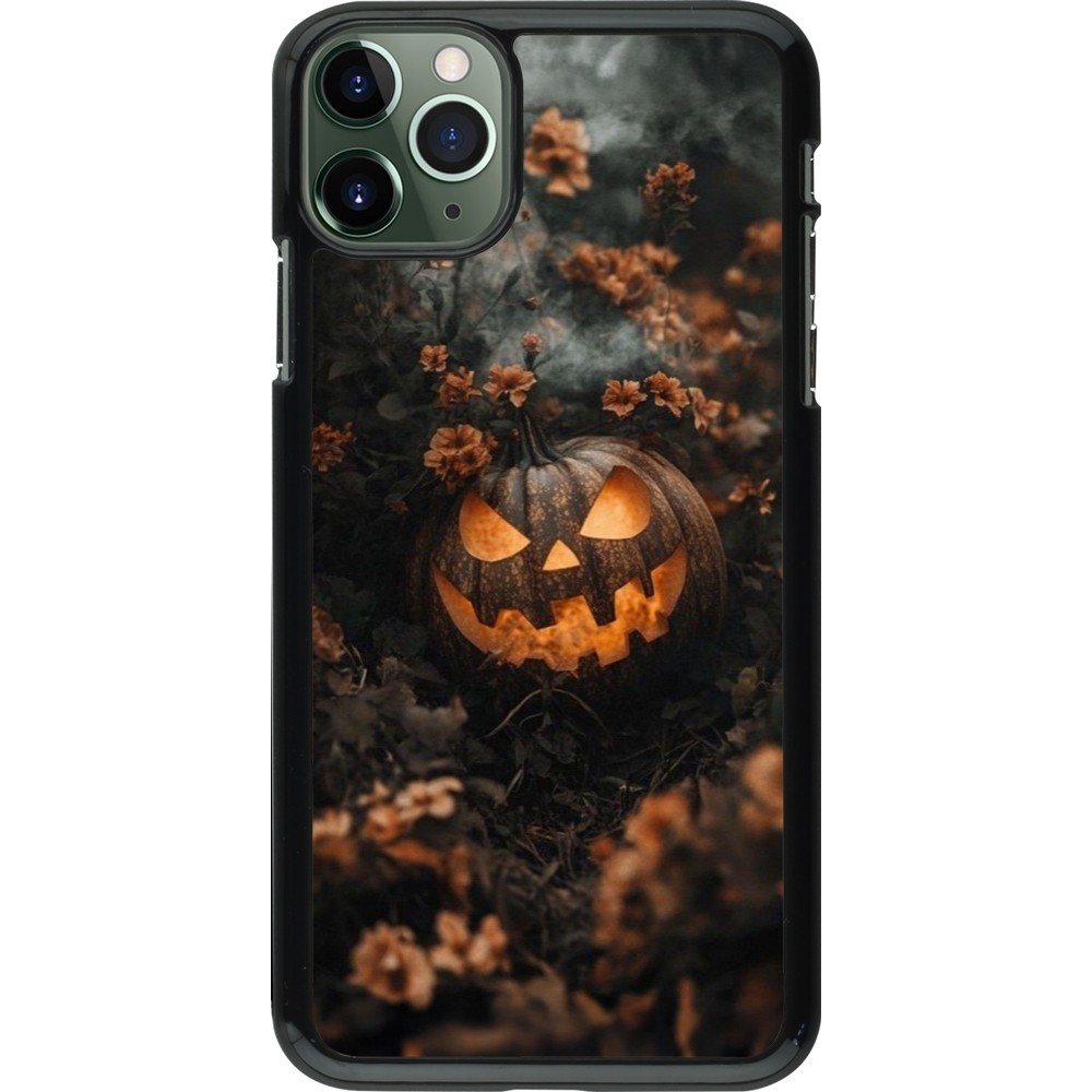 Coque iPhone 11 Pro Max - Halloween 2025 Pumpkin with flowers