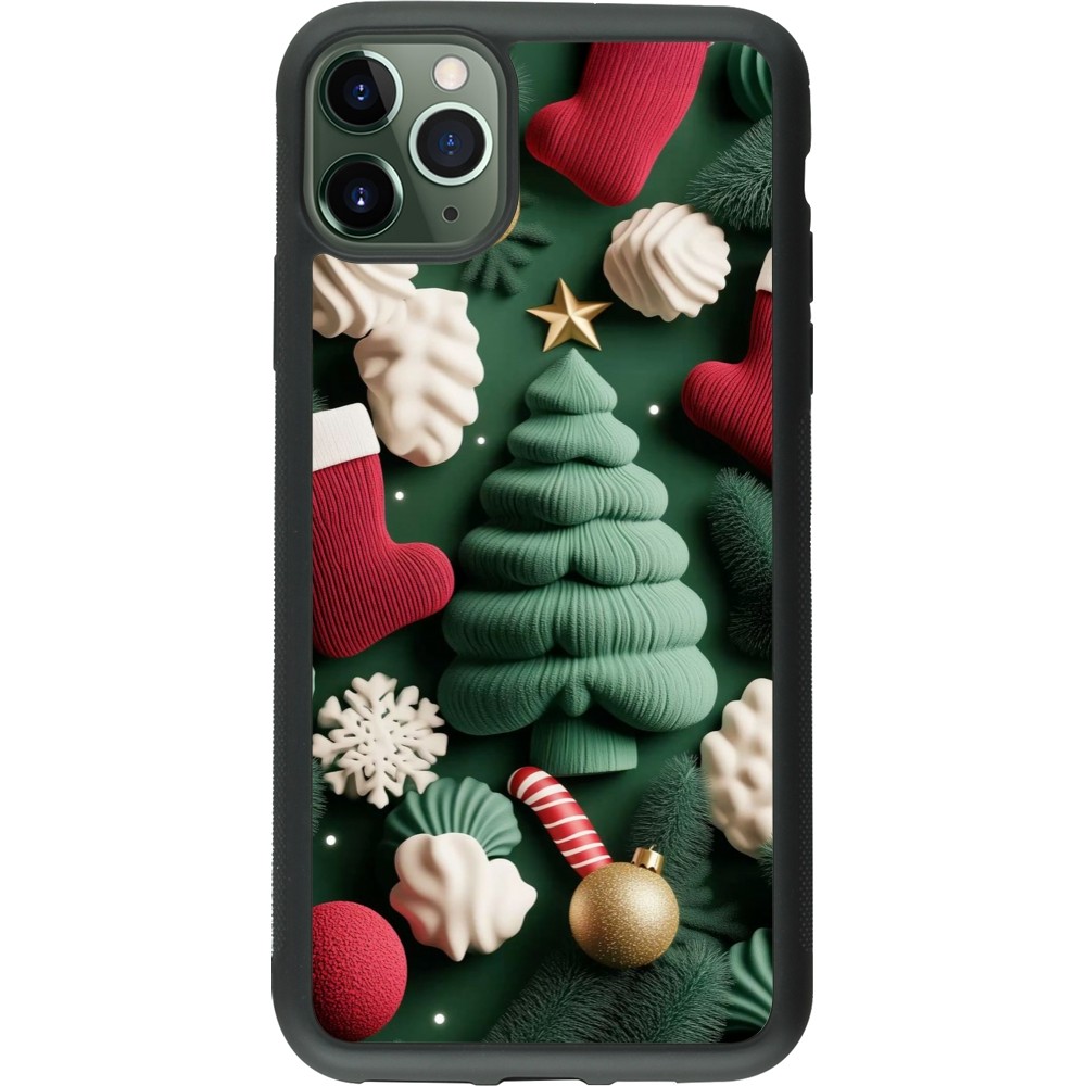 Coque iPhone 11 Pro Max - Silicone rigide noir Christmas 25 Christmas textiles