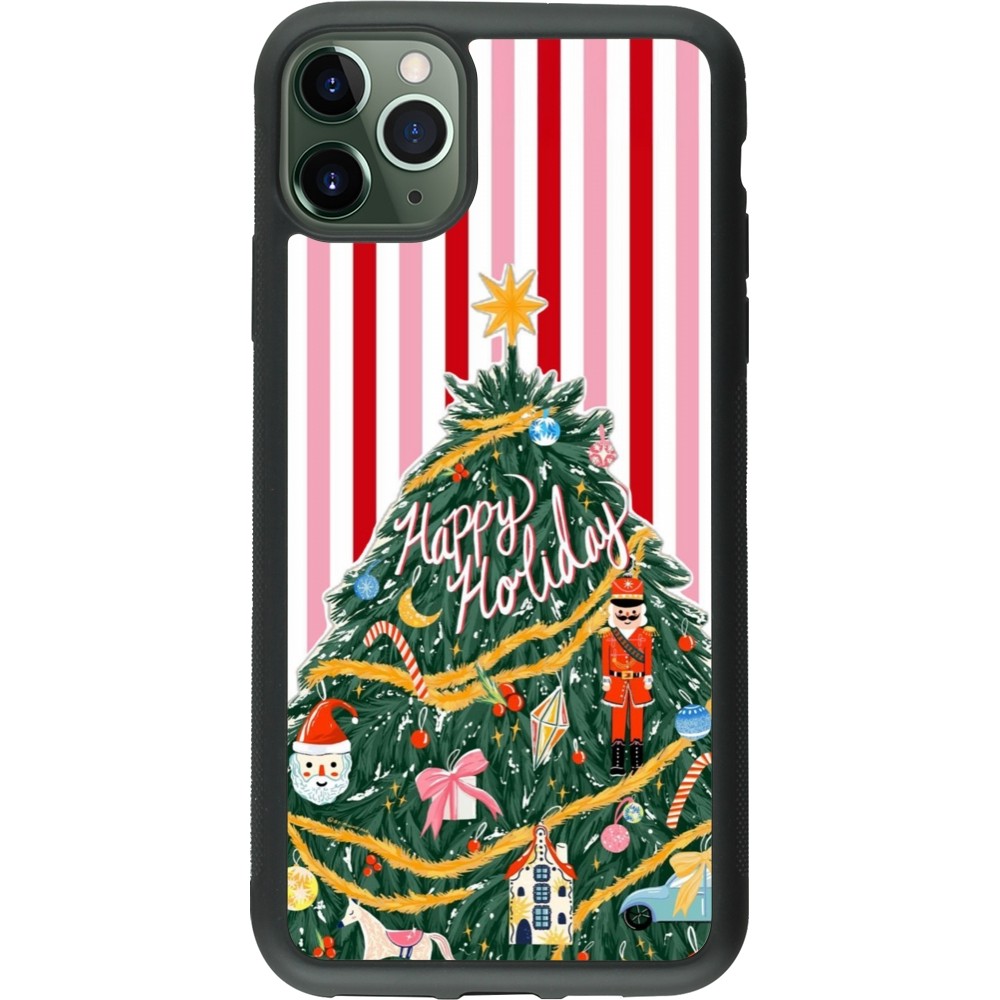 Coque iPhone 11 Pro Max - Silicone rigide noir Christmas 25 Happy Holiday