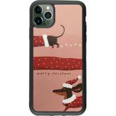 Coque iPhone 11 Pro Max - Silicone rigide noir Christmas 25 Teckel Merry Xmas