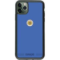 Coque iPhone 11 Pro Max - Silicone rigide noir Maillot de football Curaçao 2026 personnalisable