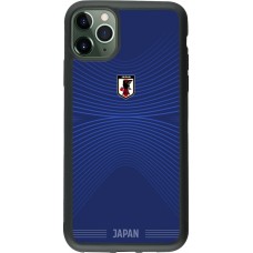 Coque iPhone 11 Pro Max - Silicone rigide noir Maillot de football Japon 2026 personnalisable