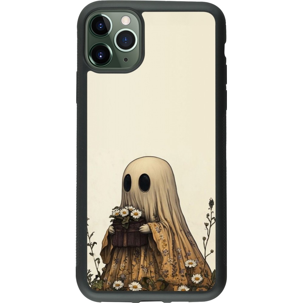 Coque iPhone 11 Pro Max - Silicone rigide noir Halloween 2025 Ghost gardener