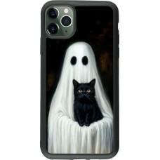 Coque iPhone 11 Pro Max - Silicone rigide noir Halloween 2025 Ghost with black cat